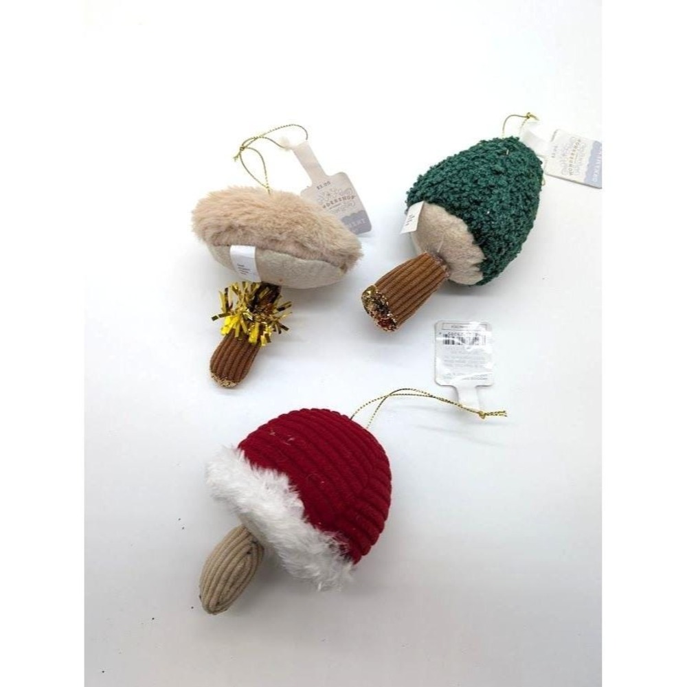 3 Set Target Wondershop Plush Wooded Mushrooms Christmas Ornament Nature NEW